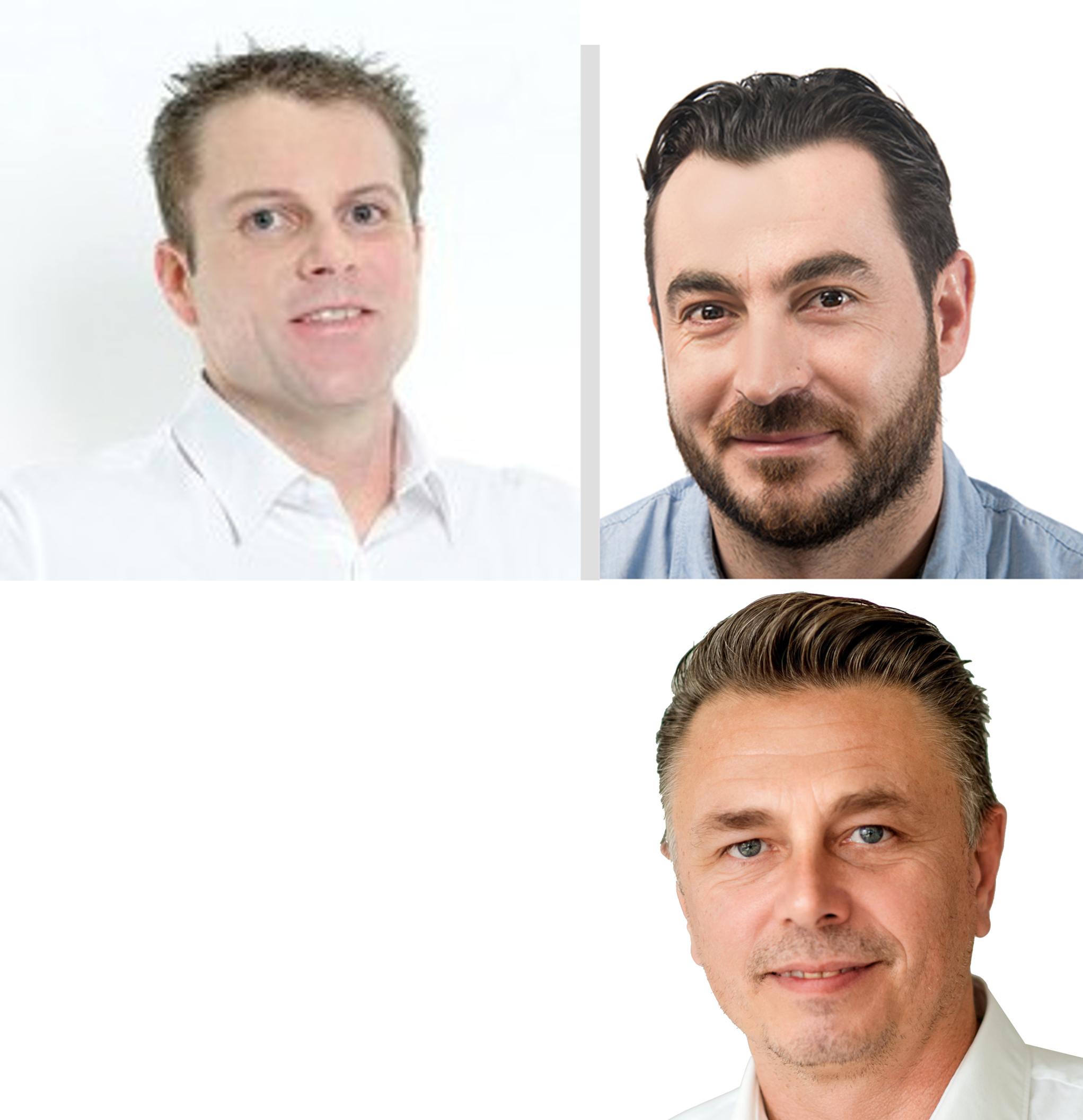 Foto von S.Locher (Niederlassungsleiter), H. Salihaj (Abteilungsleiter Spezialreinigung) und M. Lemke (Abteilungsleiter FM) aus Biel
